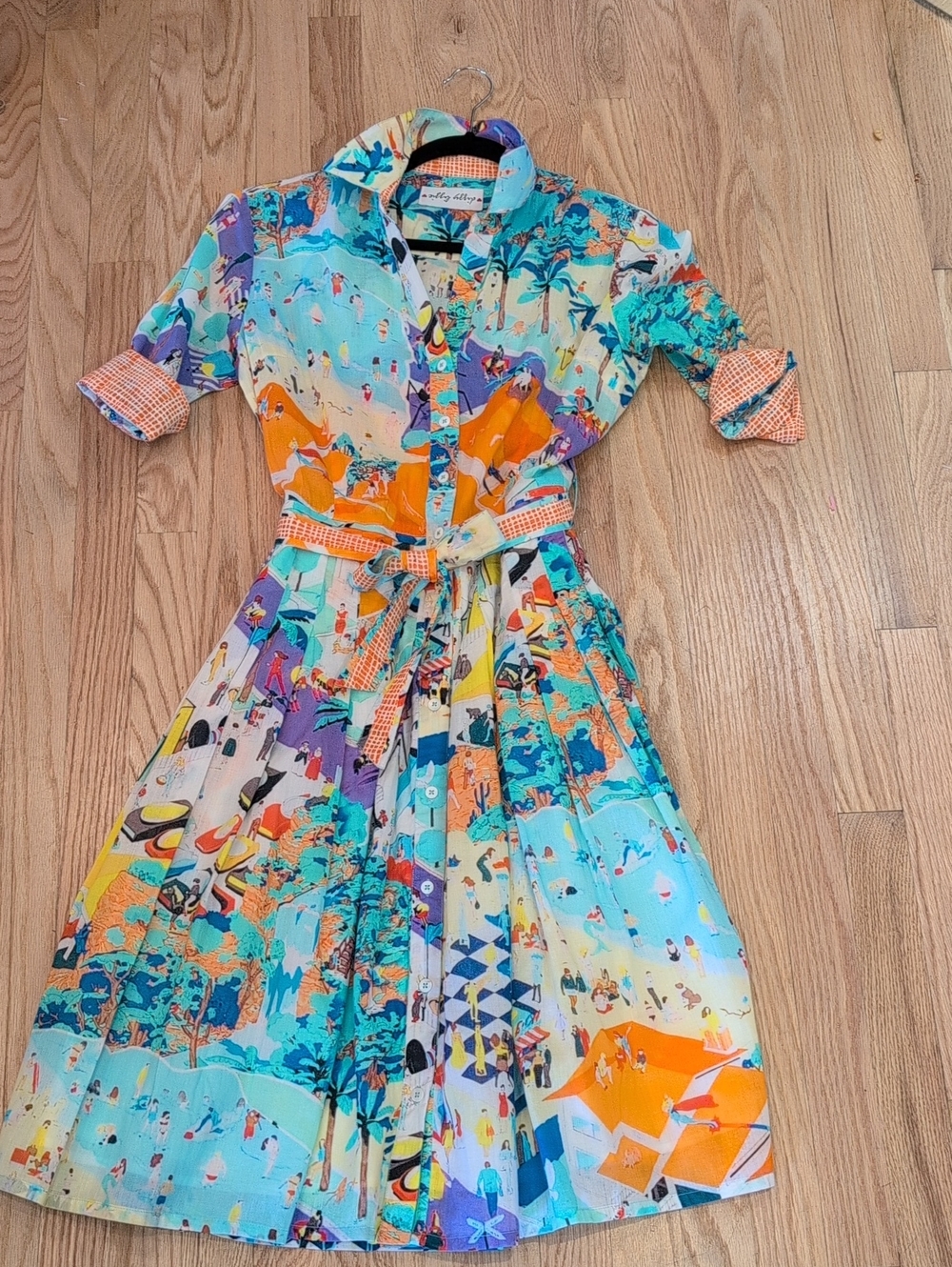 Dizzy Lizzy Multicolor Beach-Print  Shirt Dress
